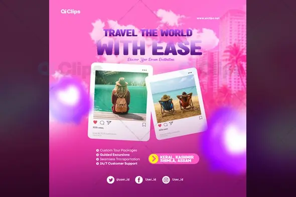 Travel Agency Social Media Post Template with Polaroid Style Images