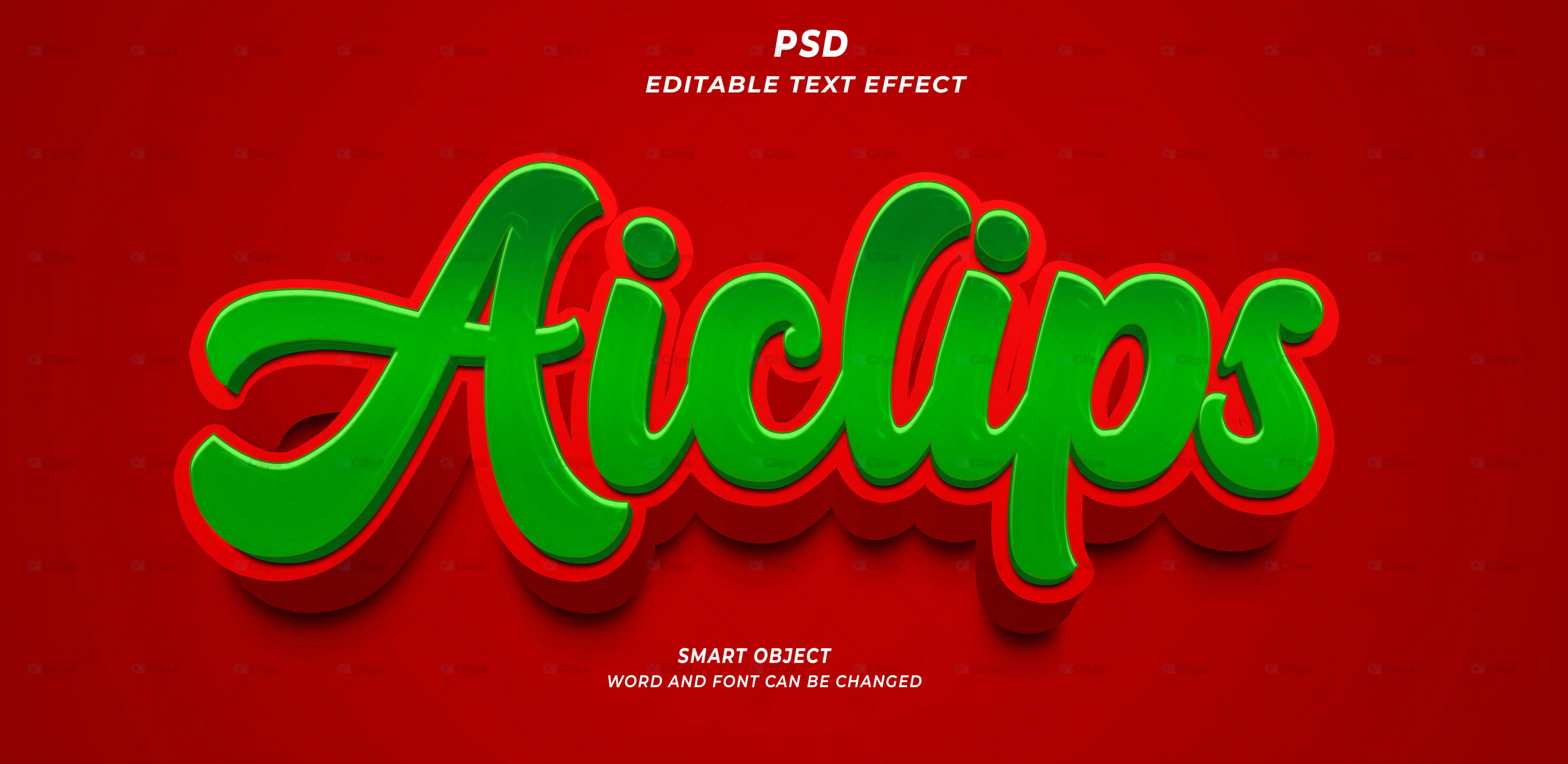 Festive Green and Red Text Effect PSD