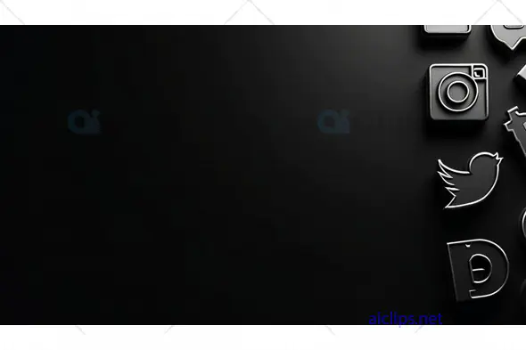 Minimalist 3D Social Media Icons on Black Background