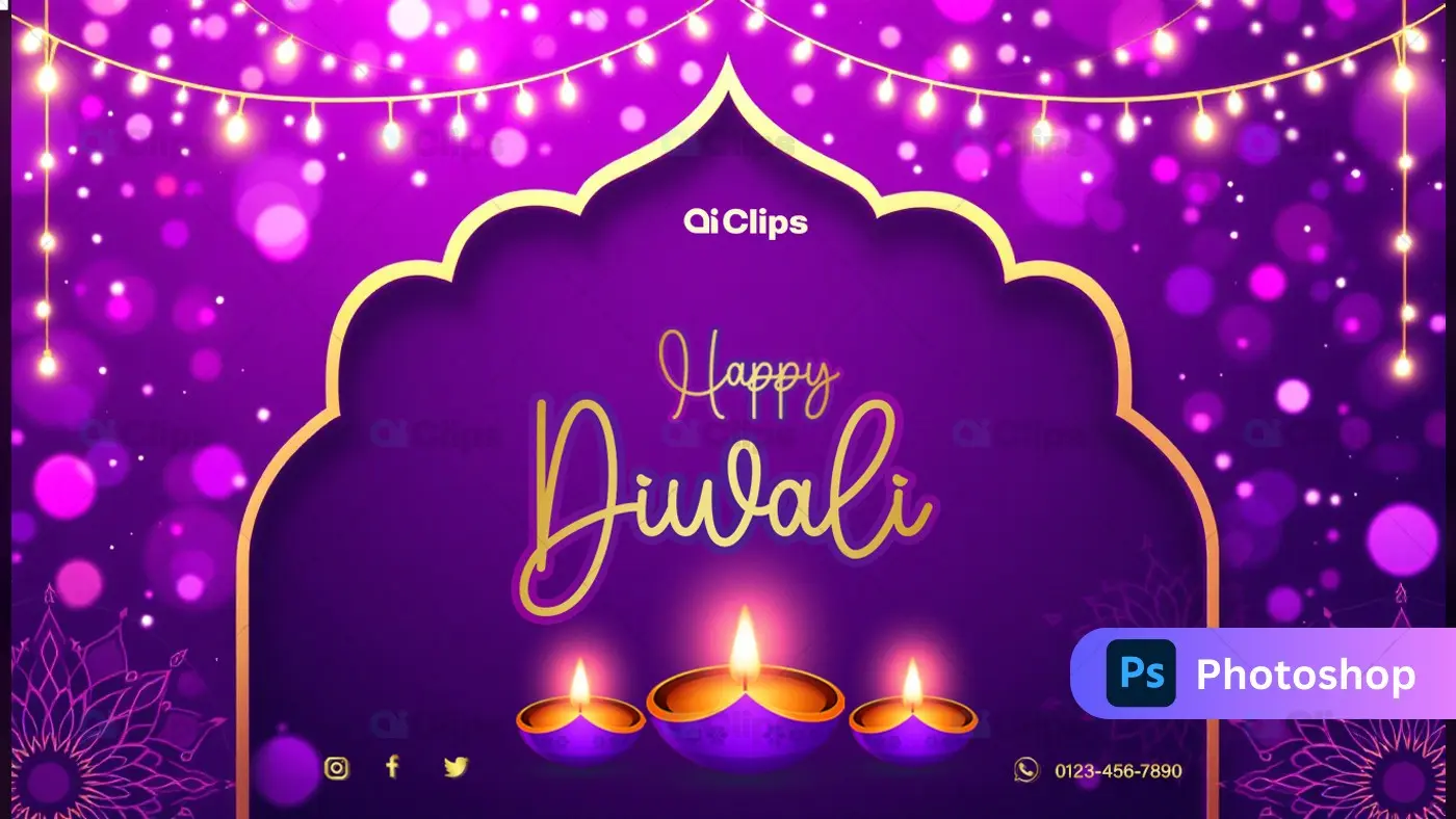 Elegant Happy Diwali Flyer PSD Template