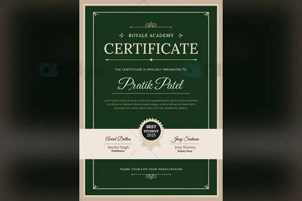 Elegant Green Academic Achievement Certificate Template