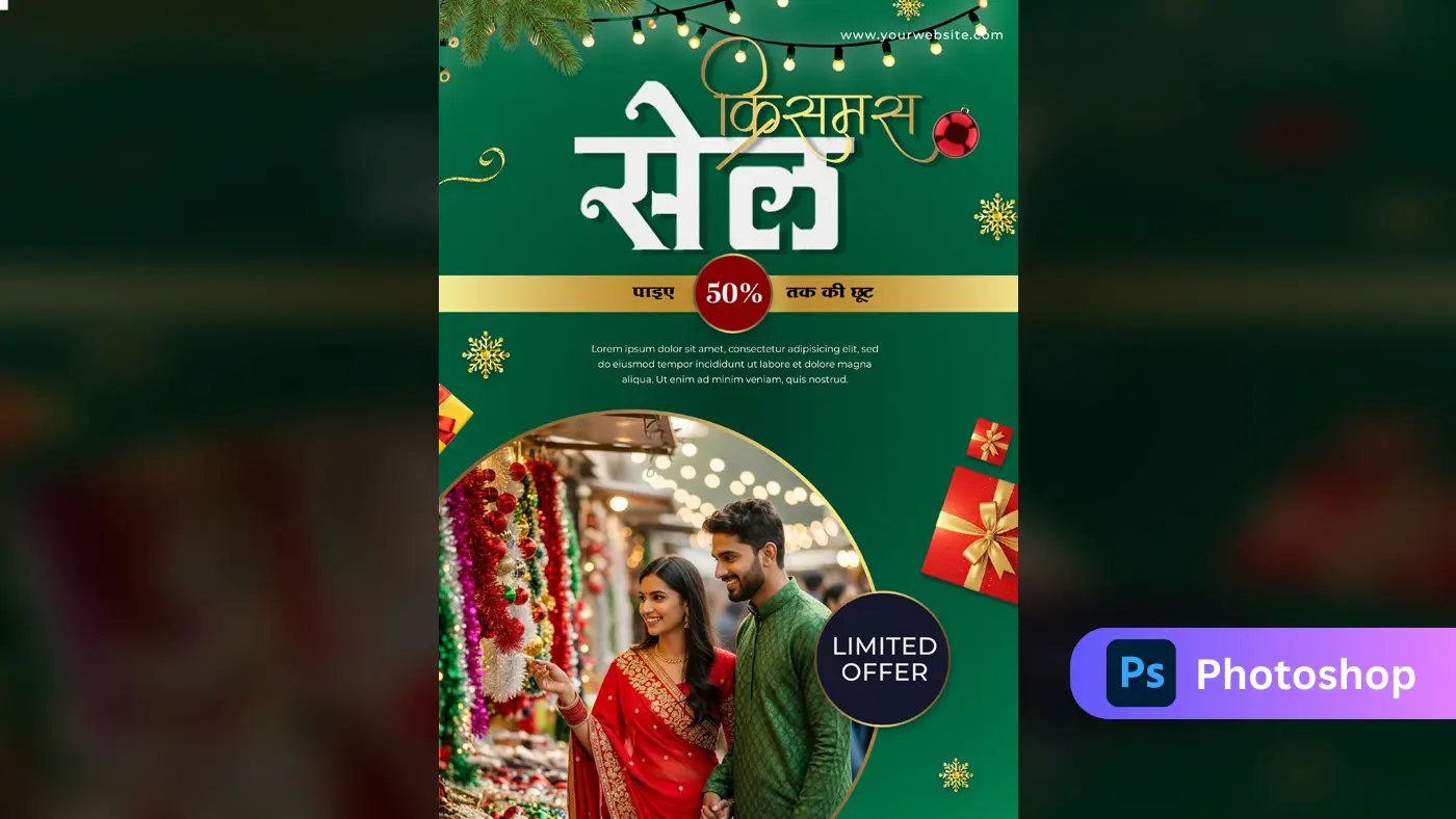 Hindi Christmas Sale Promotion Template