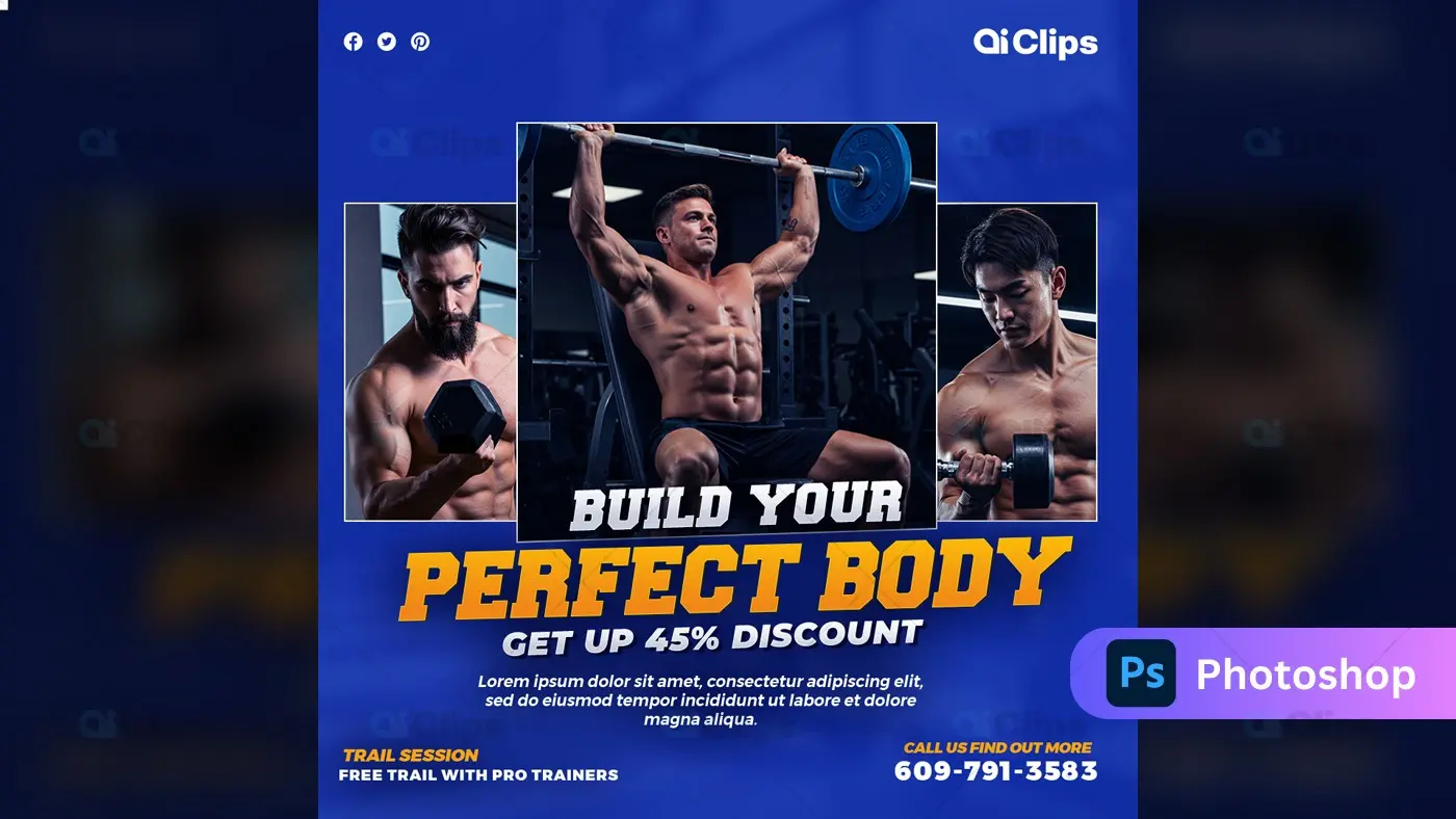 Build Your Perfect Body - Gym Fitness Promotion Banner Template
