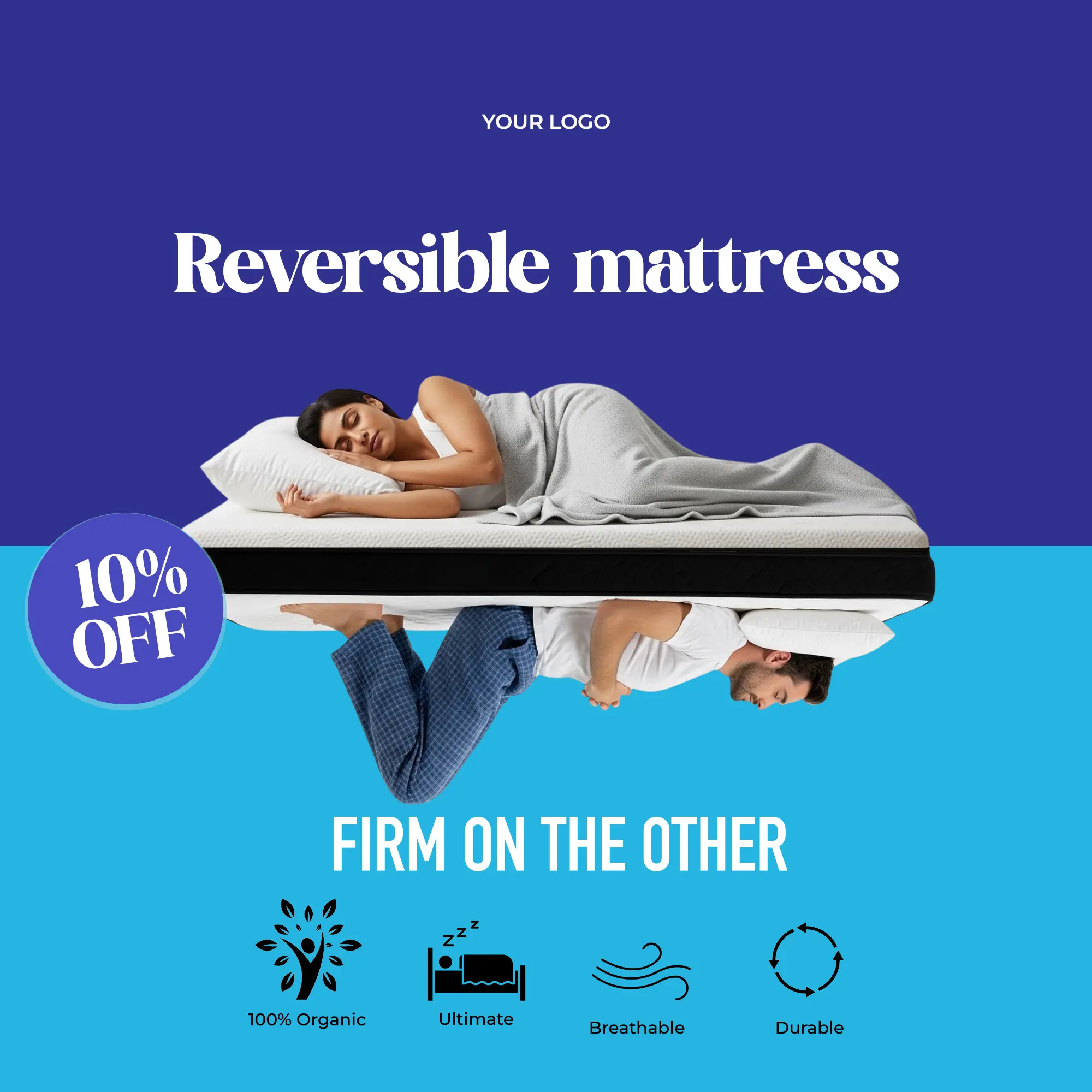 Dual-Sided Comfort Mattress Ad Template