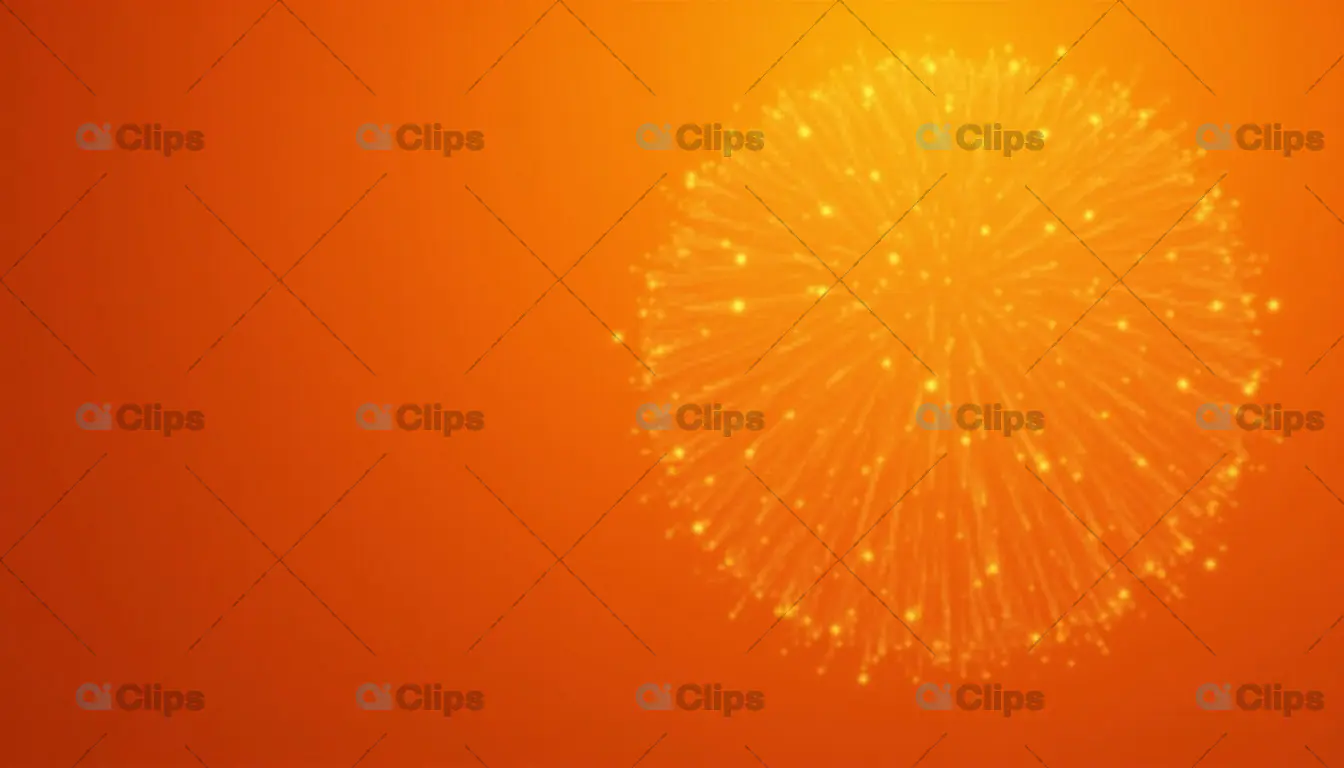 Golden Firework Explosion on Bright Orange Background