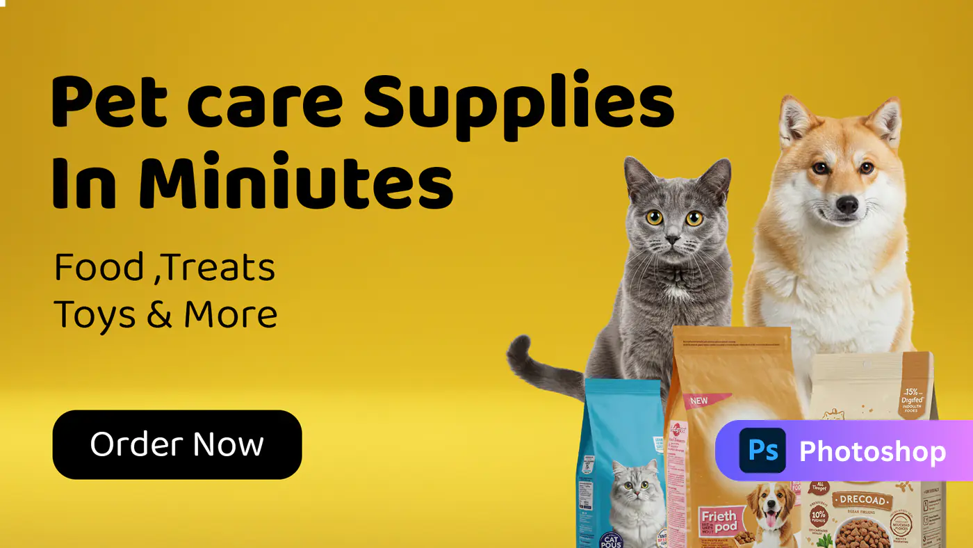 Pet Care Supplies Delivery Banner Template
