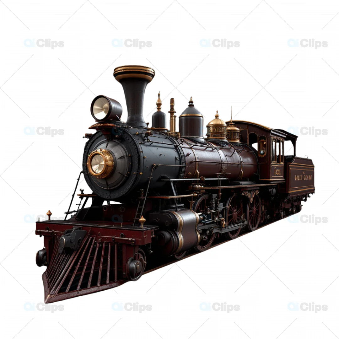 Vintage Steam Locomotive 3D Model