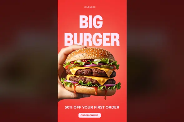 Juicy Double Burger Ad Template