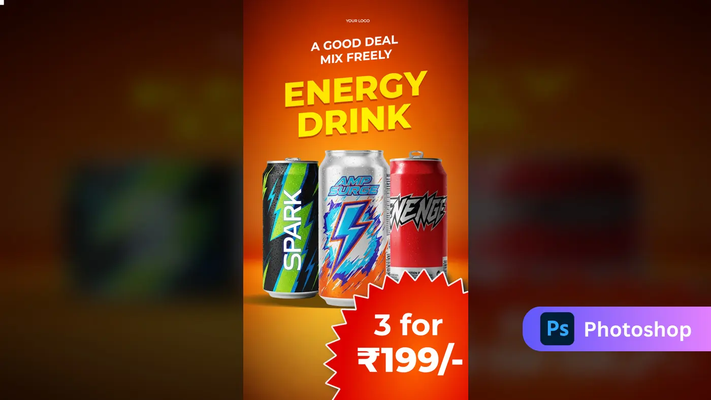 Dynamic Energy Drink Sale Poster
