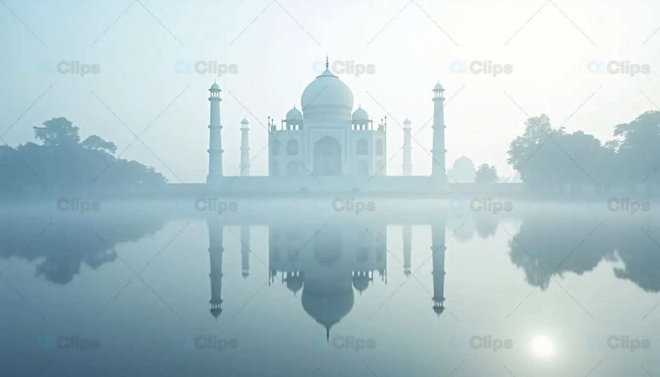 Taj Mahal in Misty Reflection