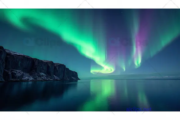 Stunning Northern Lights Over Icy Landscape