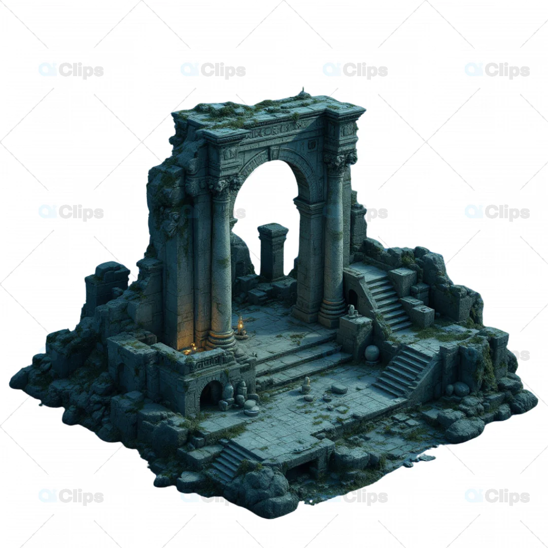 Ancient Ruins Archway with Stone Details