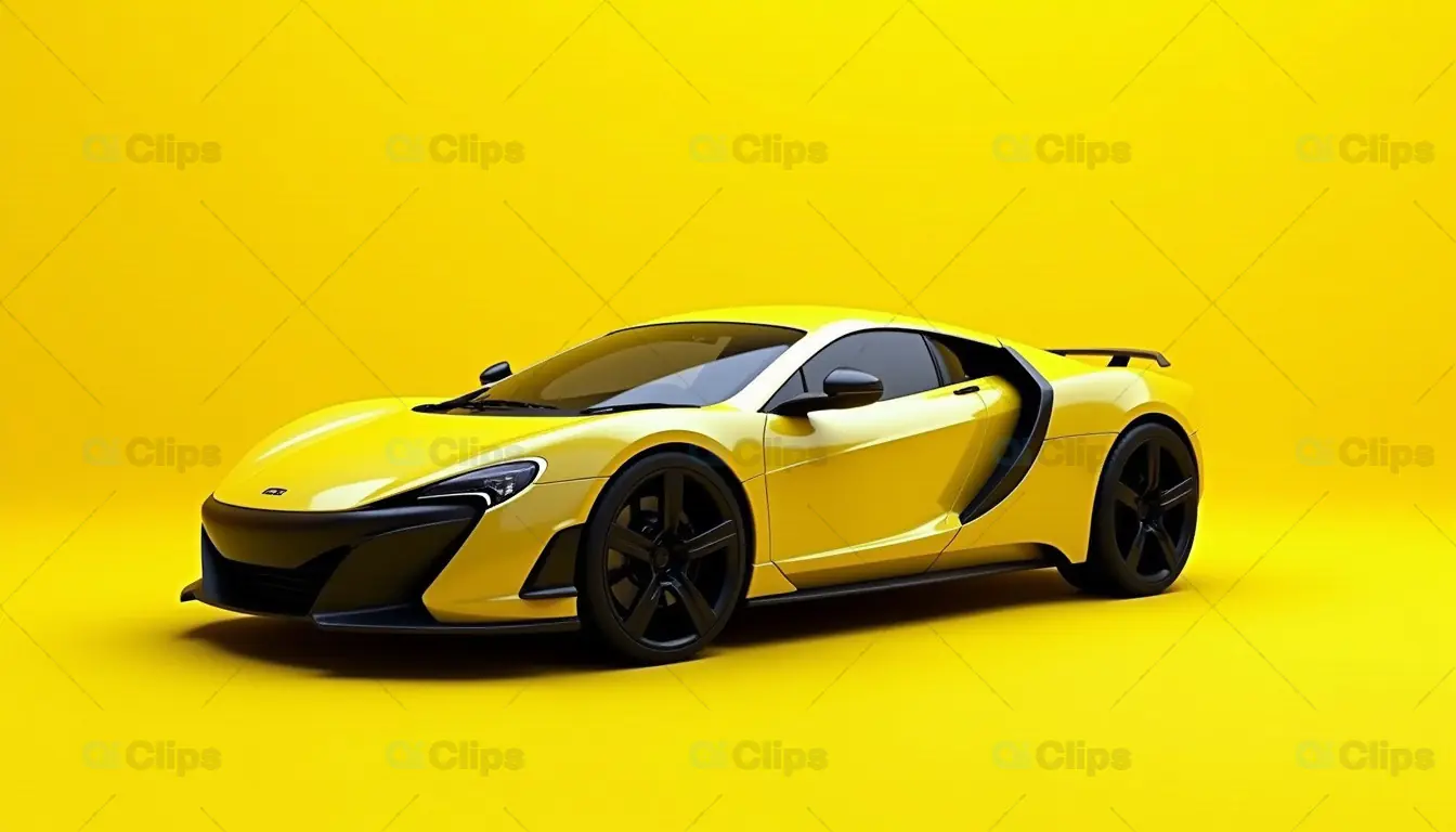 Yellow Sports Car on Bold Yellow Background