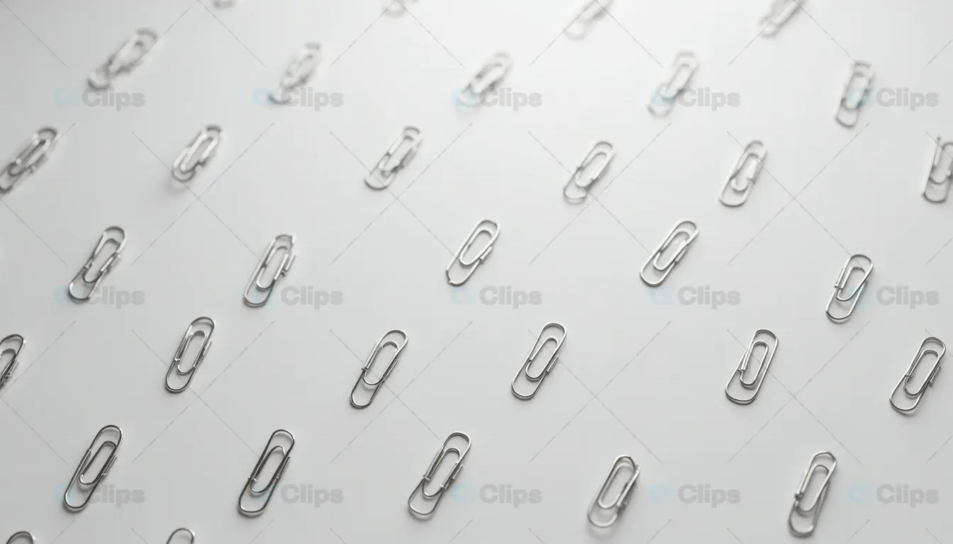 Pattern of Paper Clips on Minimalist White Background