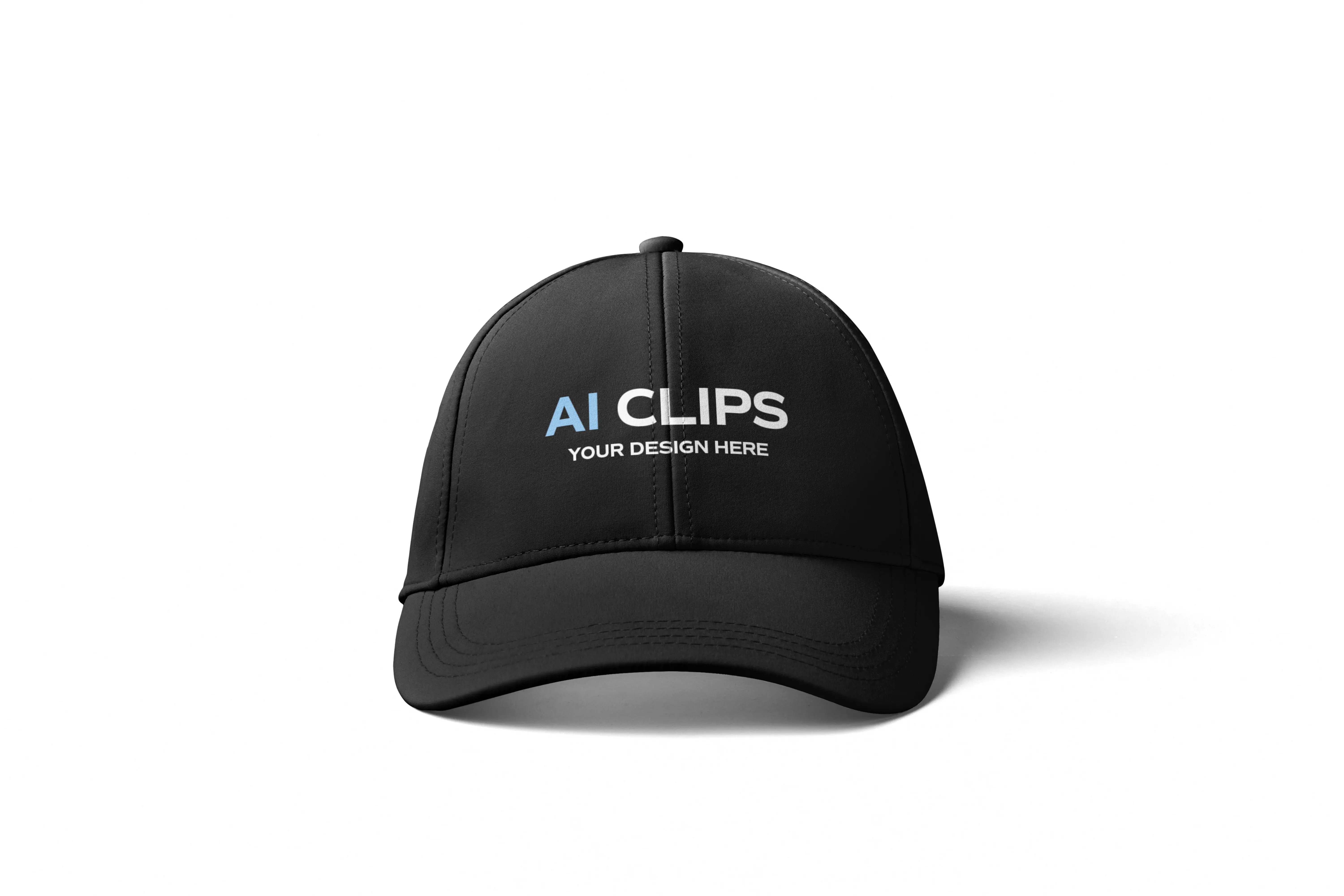 Black Cap Logo Mockup Centered Front Embroidery