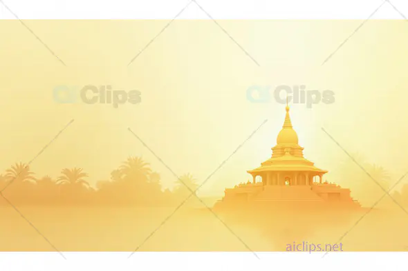 Golden Temple in Hazy Sunrise