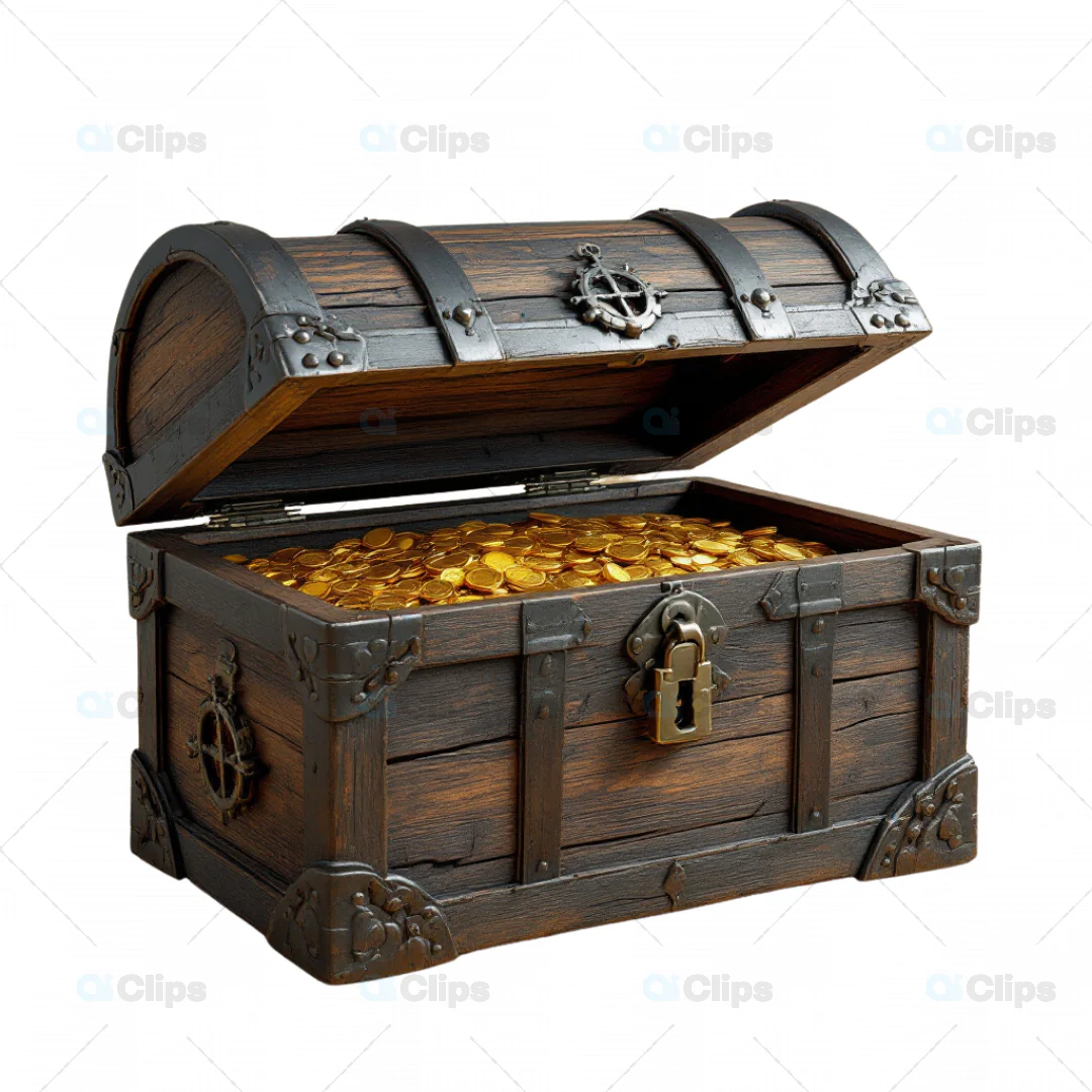 Pirate Treasure Chest with Gold Coins - 3D Model