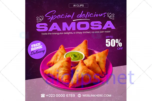 Samosa Promotion Banner PSD Template