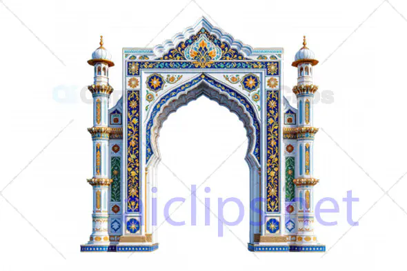 Royal 3D Mughal Archway with Vibrant Floral Motifs