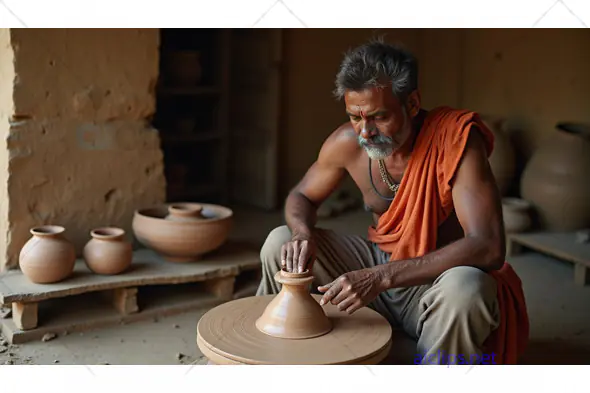 Traditional Indian Potter at Work