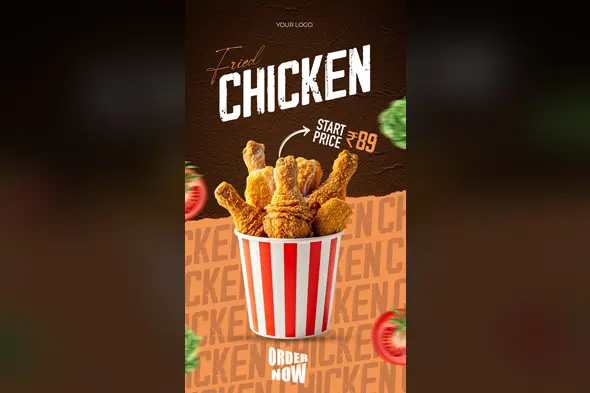 Crispy Fried Chicken Bucket Promo Template