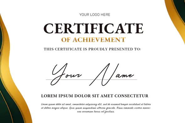Elegant Green and Gold Achievement Certificate