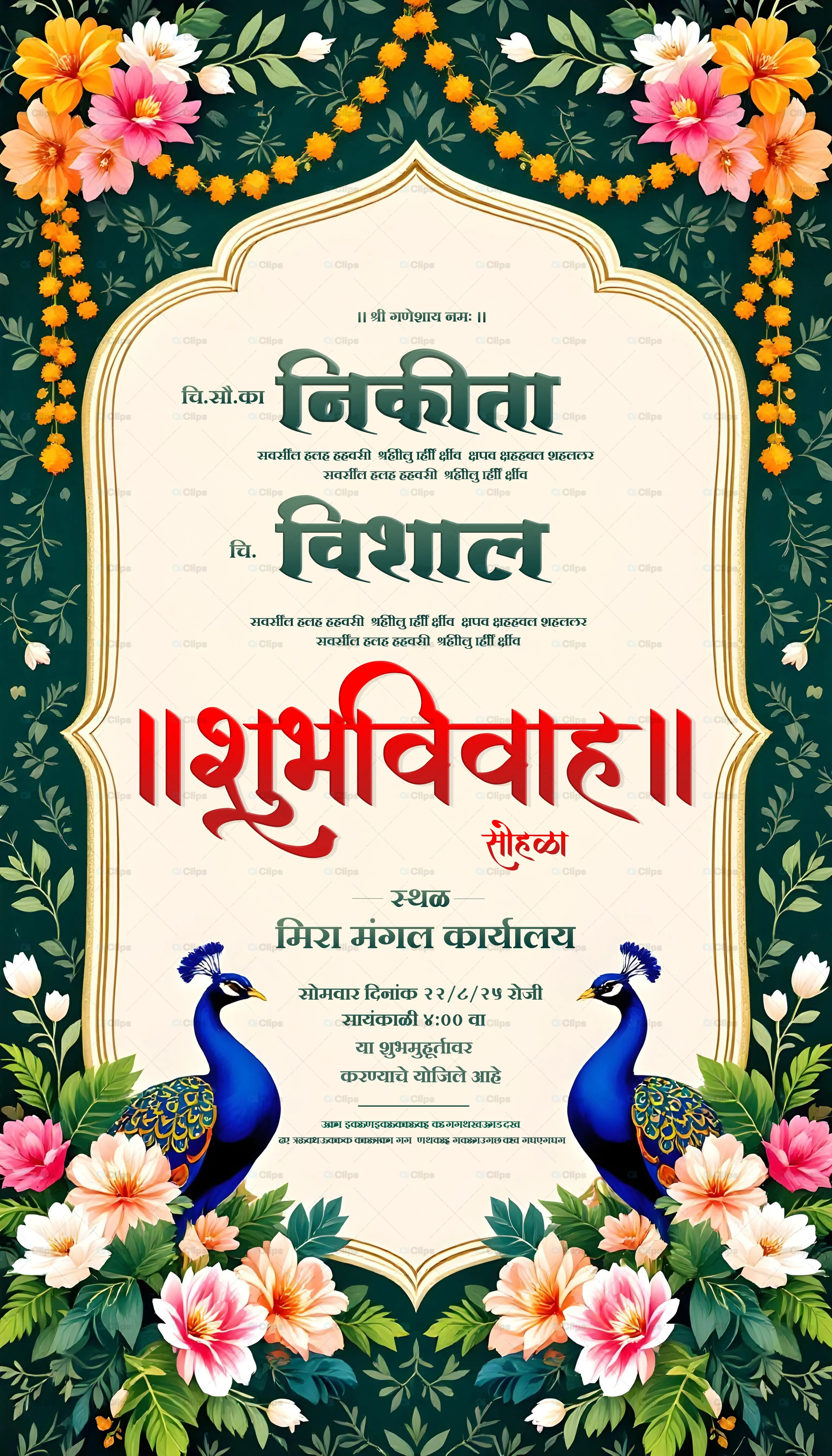 Traditional Indian Wedding Invitation PSD Template