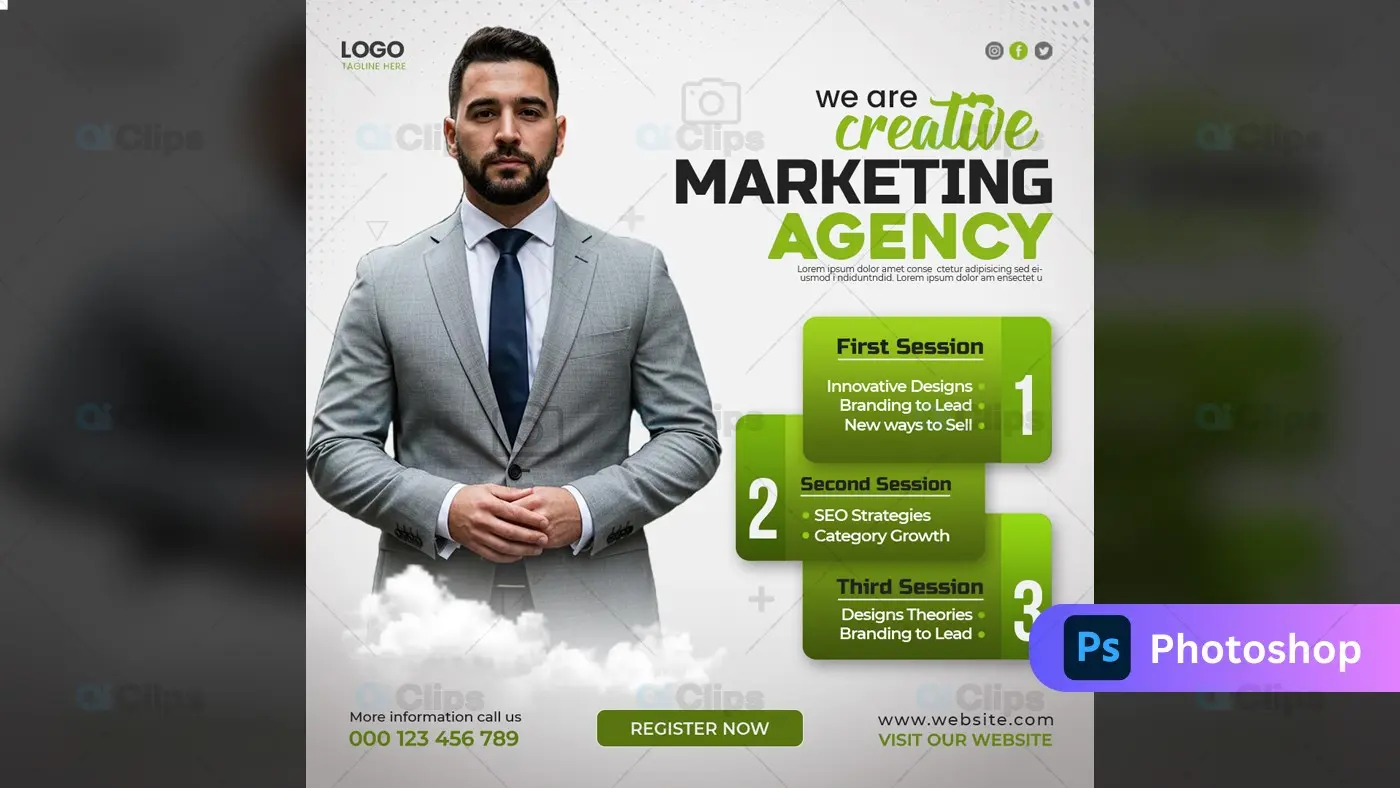 Professional Marketing Agency Service Steps Template