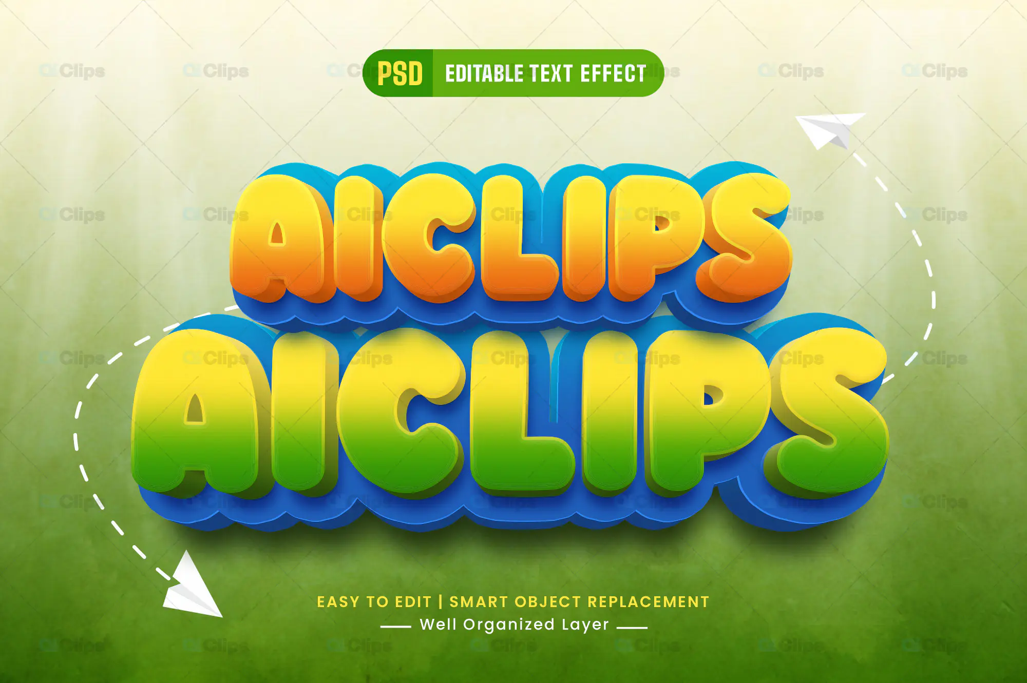 Playful Gradient 3D Text Effect PSD