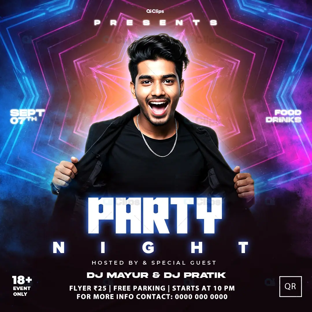 Neon Party Night Club Event Flyer Template