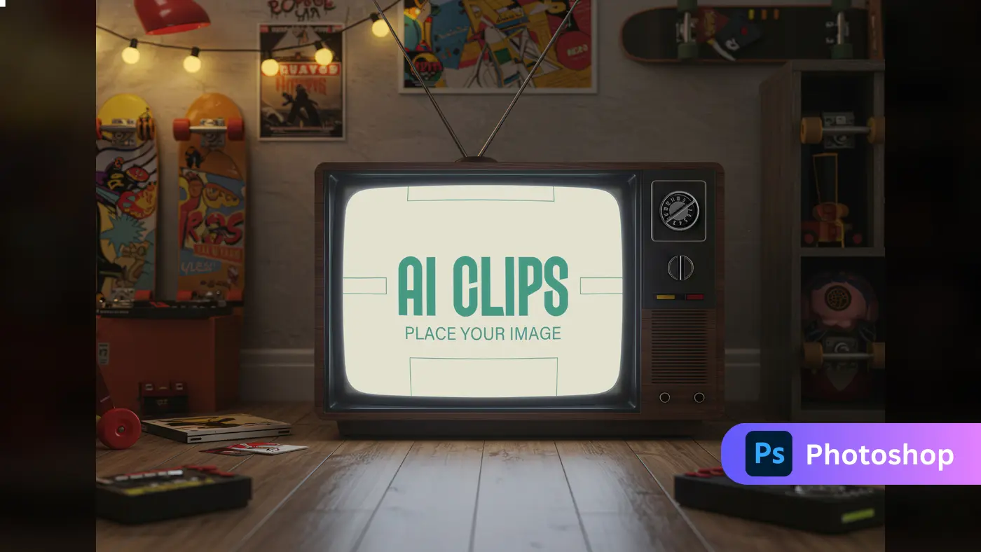 Retro TV Screen Mockup Vintage 80s Aesthetic