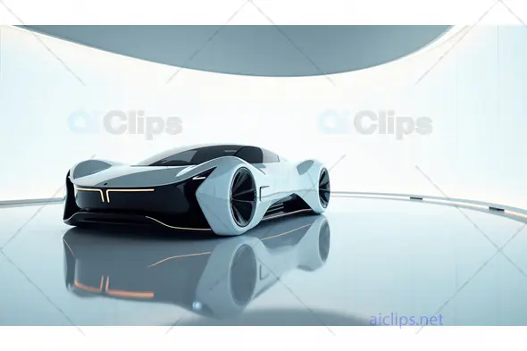 Futuristic Electric Supercar in Modern Showroom – Automotive Innovation