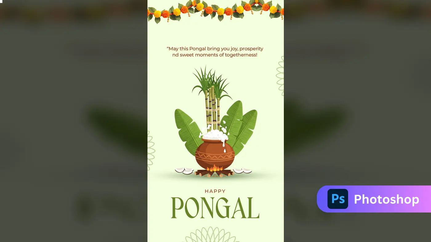 Illustrated Pongal Festival Greeting Template