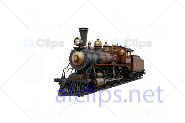 Vintage Brass Steam Locomotive 3D Model