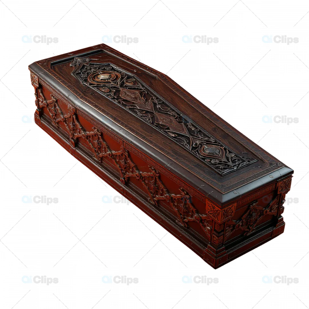 Elegant 3D Gothic Coffin with Intricate Carvings