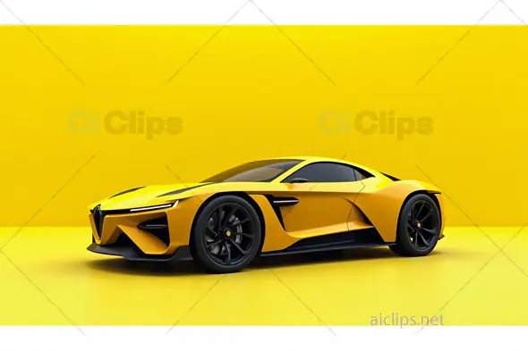 High-Performance Yellow Sports Car on Vibrant Yellow Background