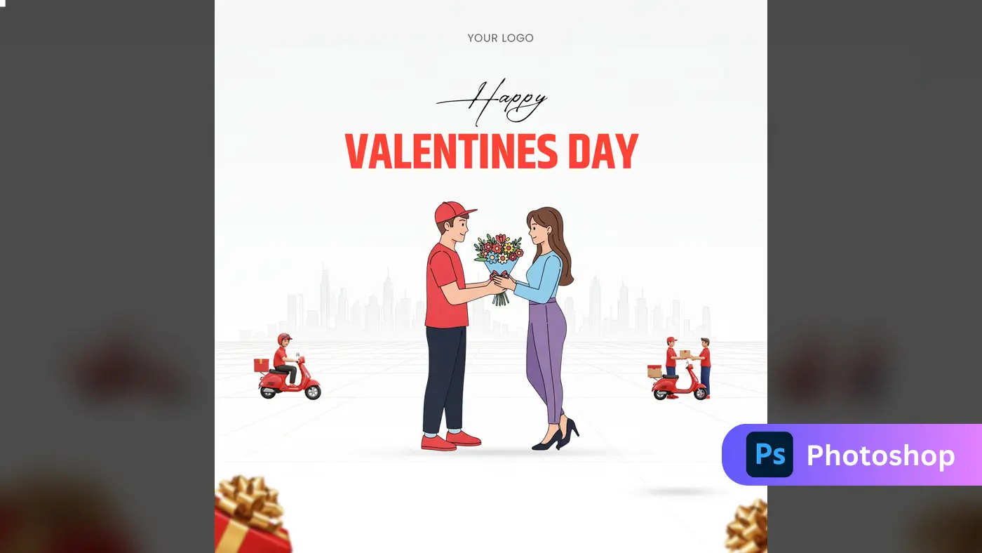 Valentine's Day Delivery Service Promo Template