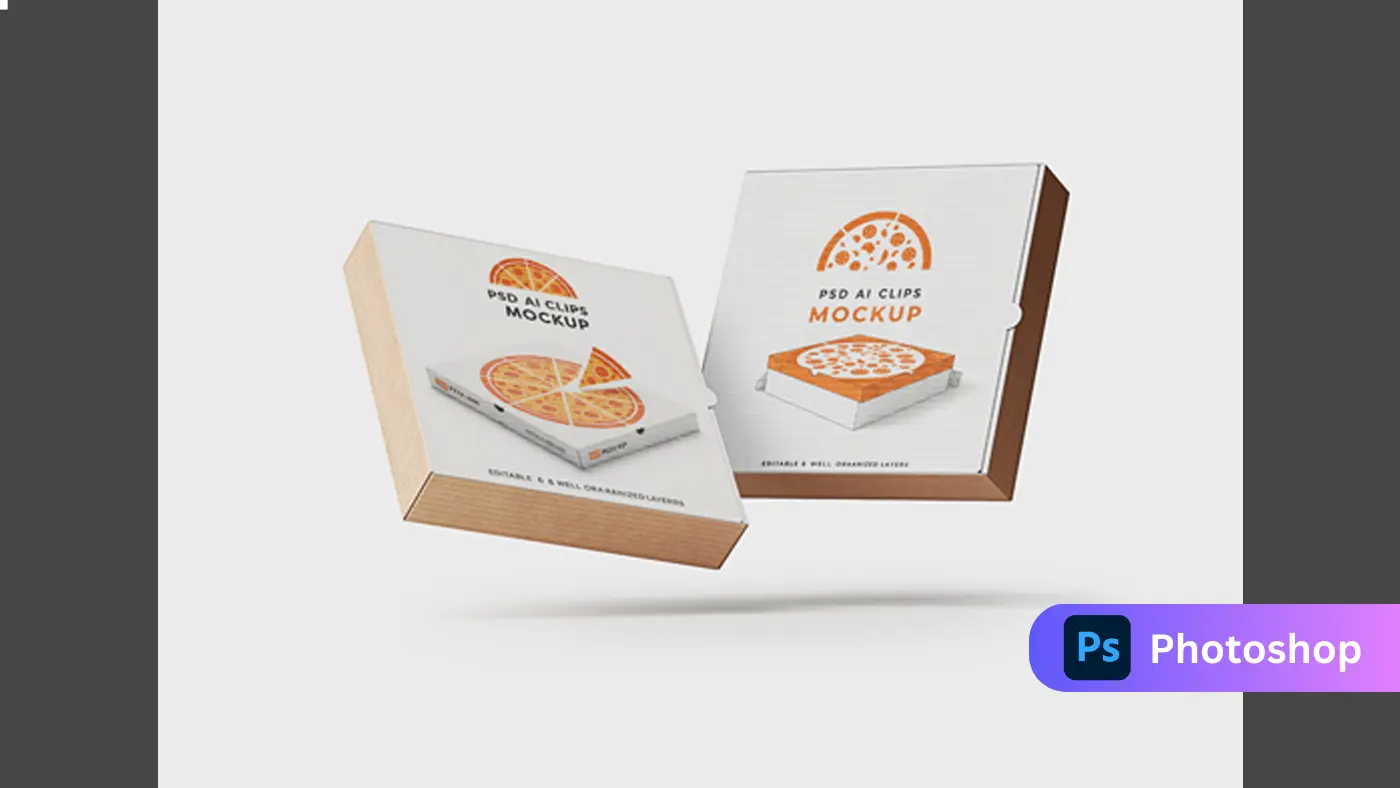 Minimal Floating Pizza Box Mockup