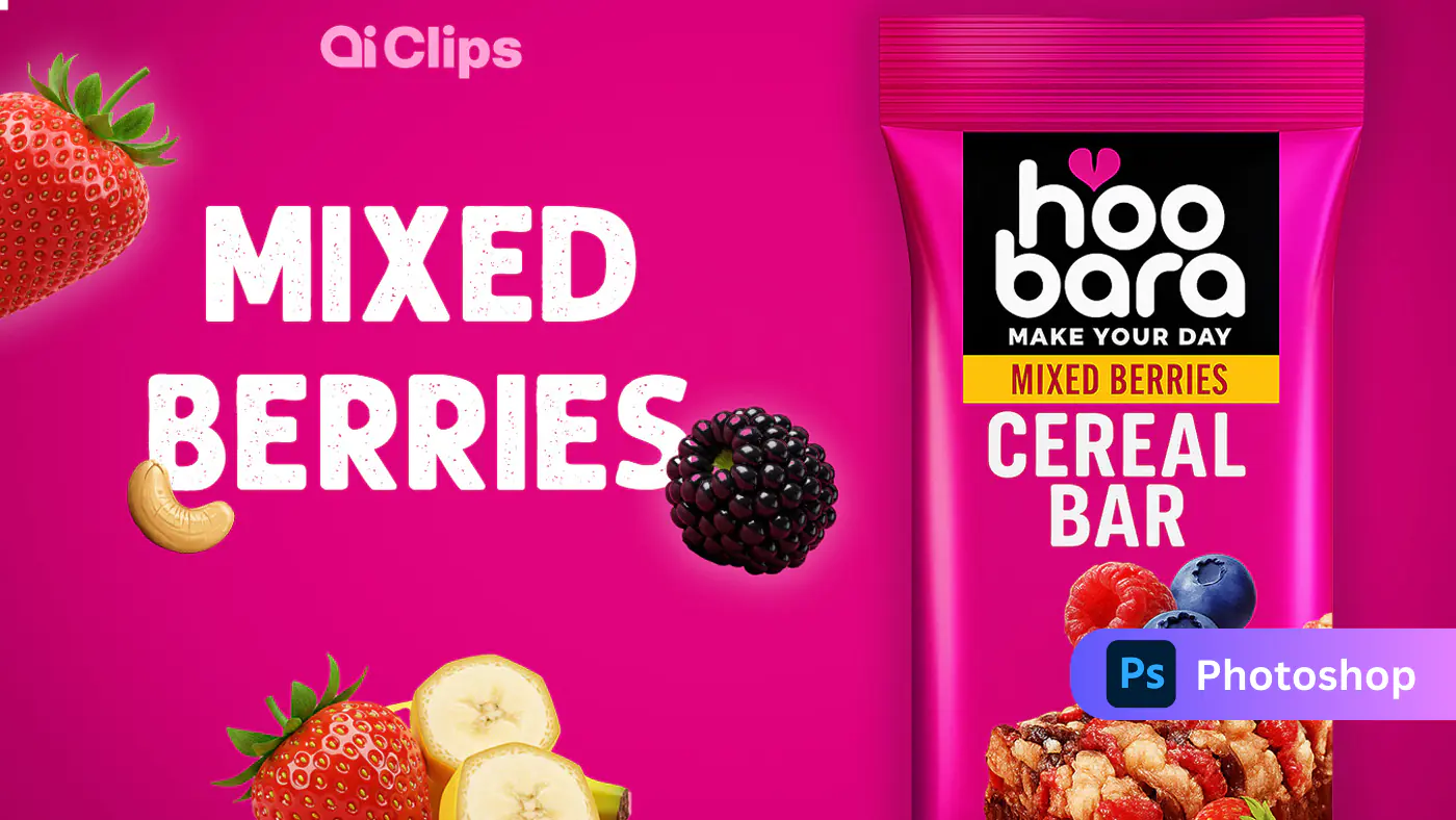 Mixed Berries Cereal Bar Ad Template