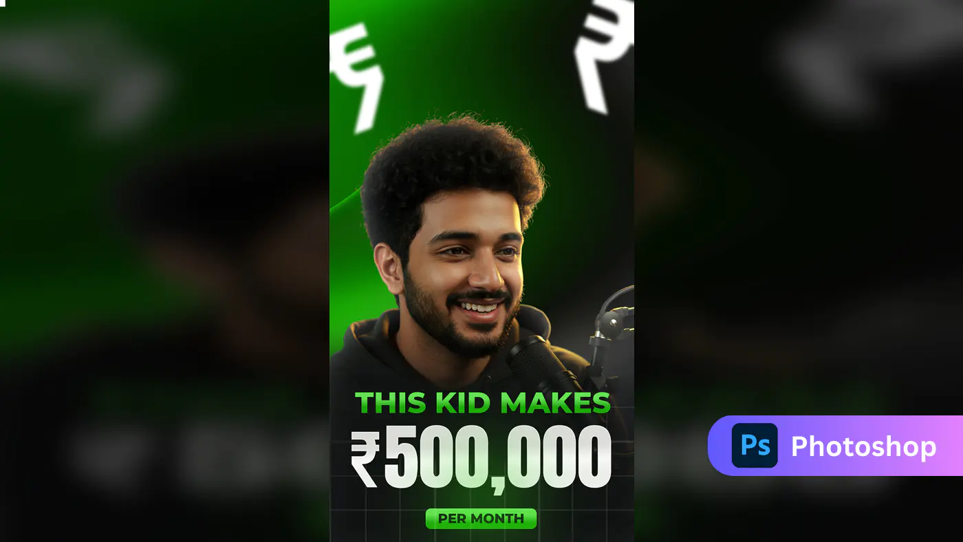 Viral ₹500K Per Month Thumbnail Template Featuring Indian Kid