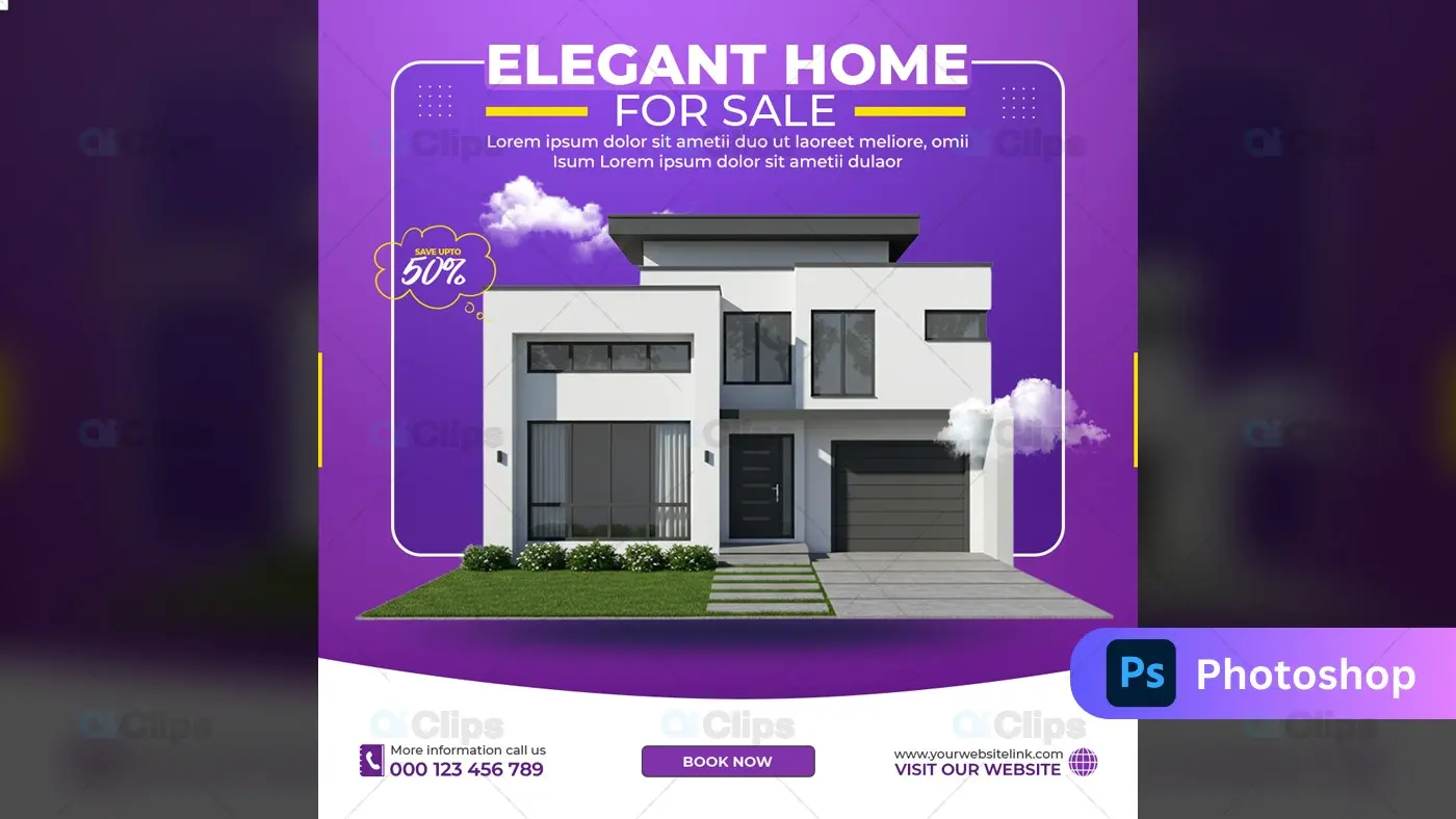 Modern Real Estate Home Sale Social Media Template
