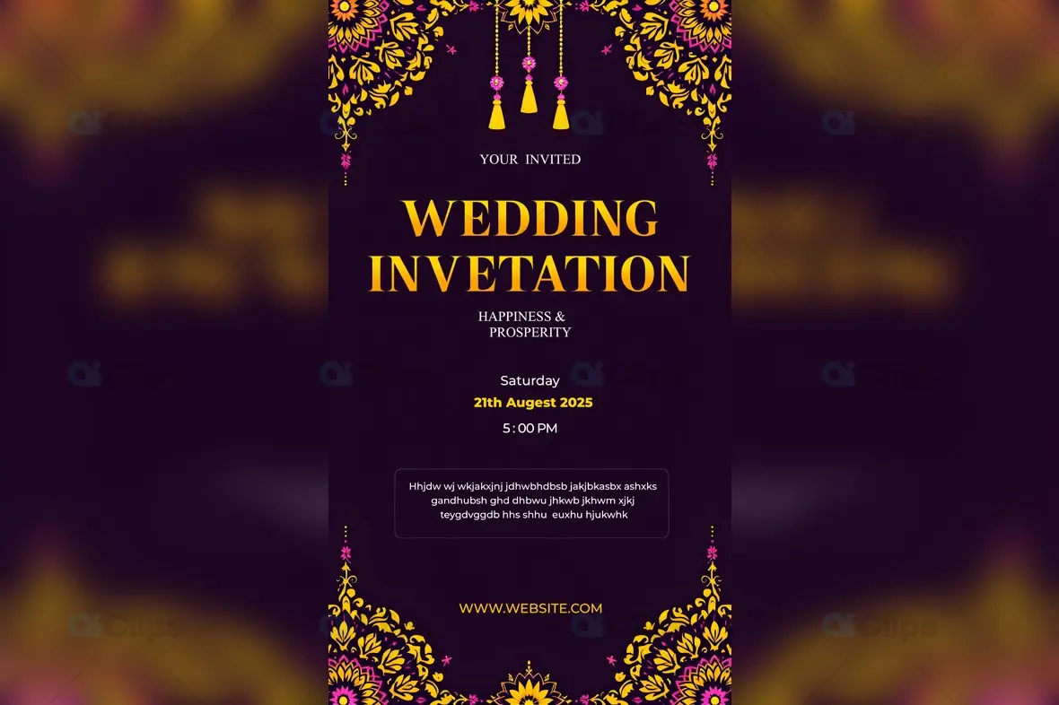 Traditional Wedding Invitation PSD Template