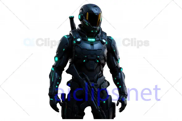 High-Tech Futuristic Soldier with Neon Green Accents