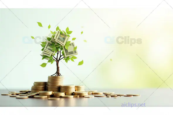 Sustainable Wealth Growth – Plant Growing from Coins in Handss