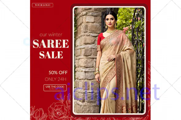 Saree Sale Banner PSD Template