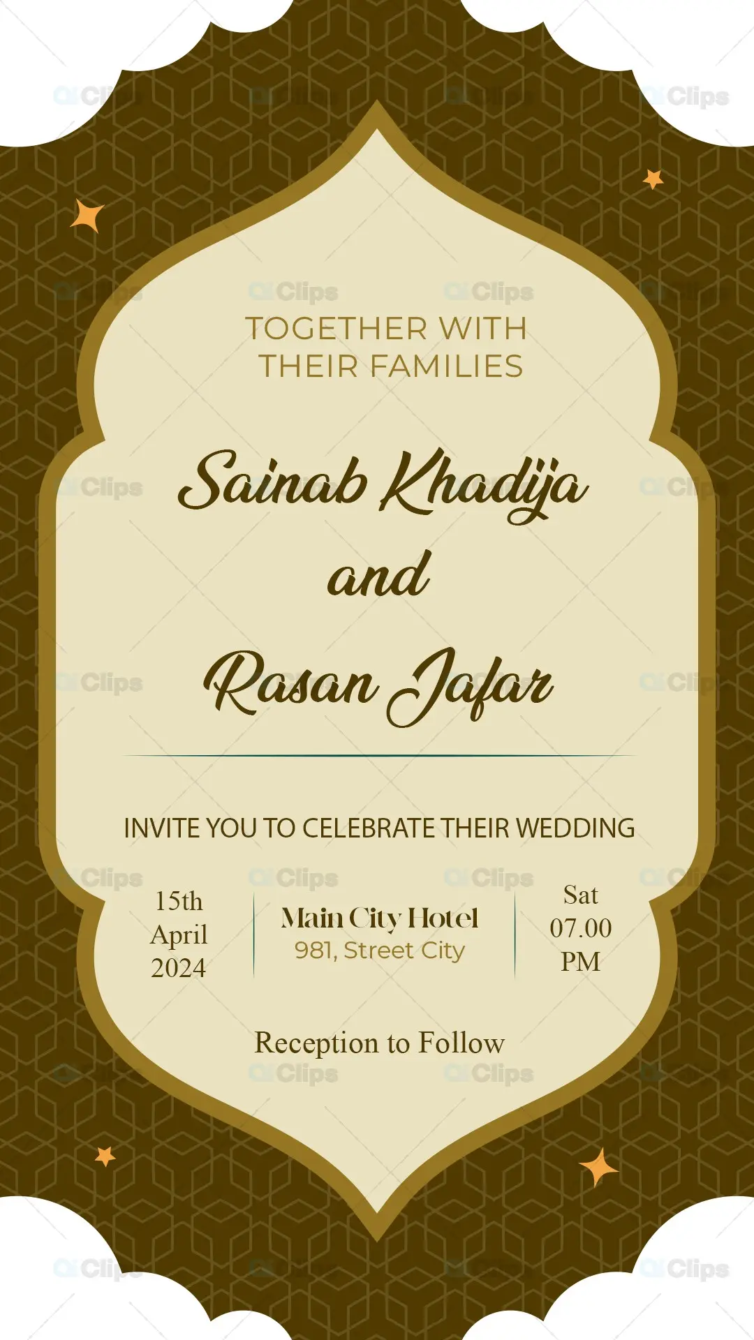 Elegant Islamic Wedding Invitation Template PSD