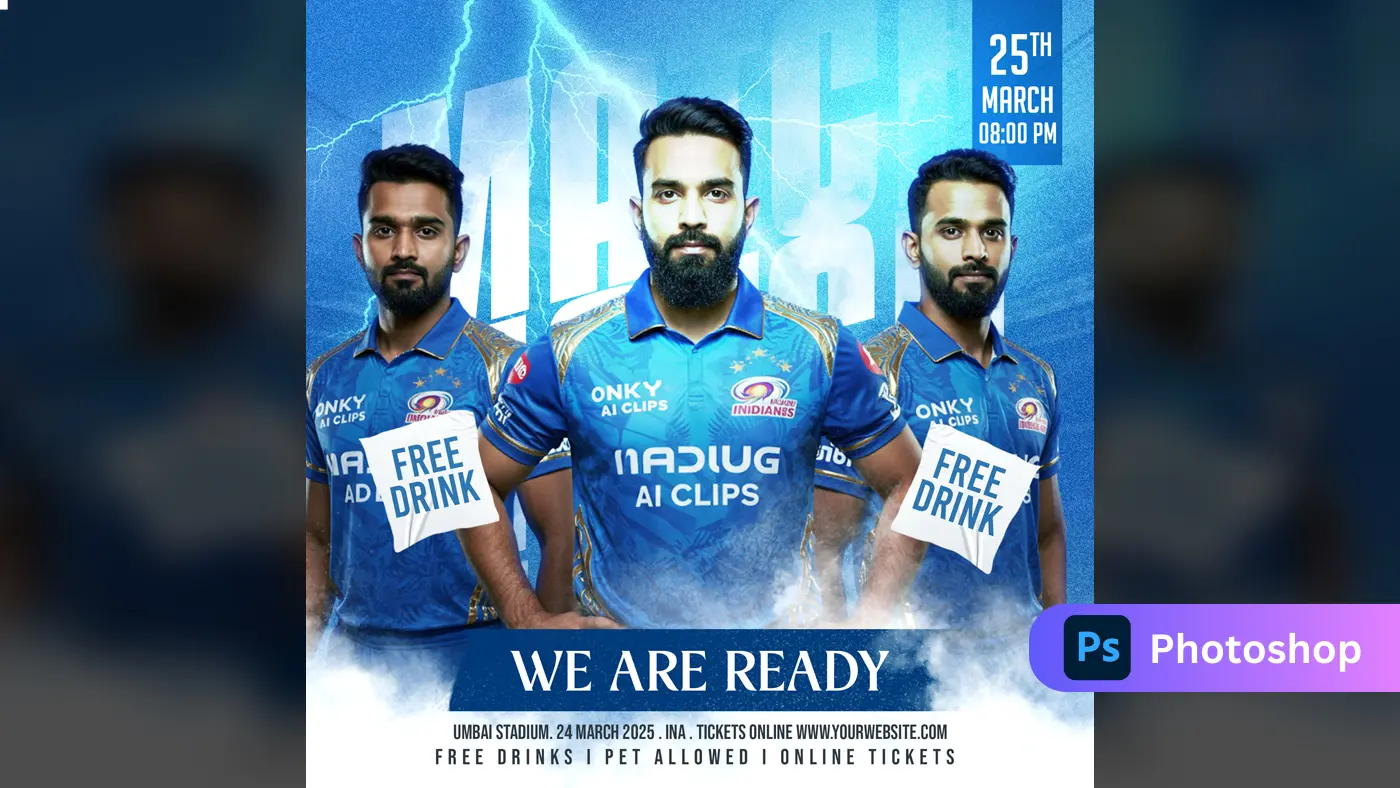 Cricket Match Promotional PSD Template – Sports Event Flyer Design