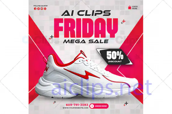 Red Friday Mega Sale Shoe Banner