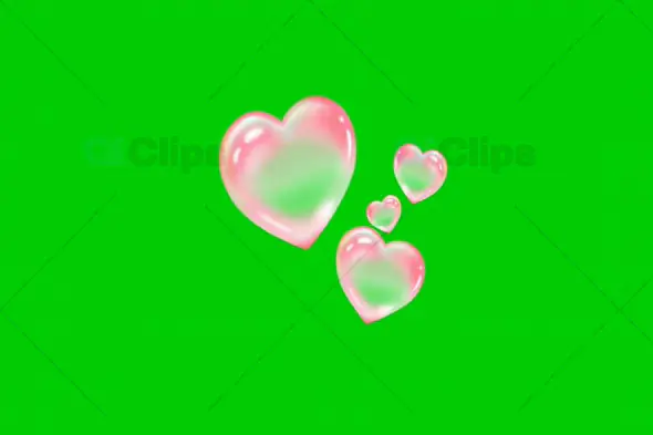 Glossy Pink Hearts Animation with Green Screen