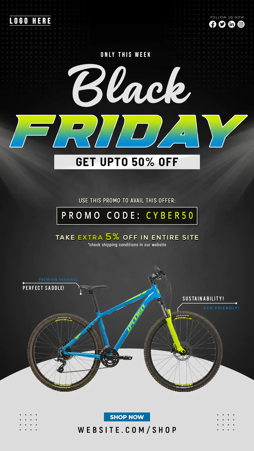 Black Friday Bicycle Sale Promotional Template